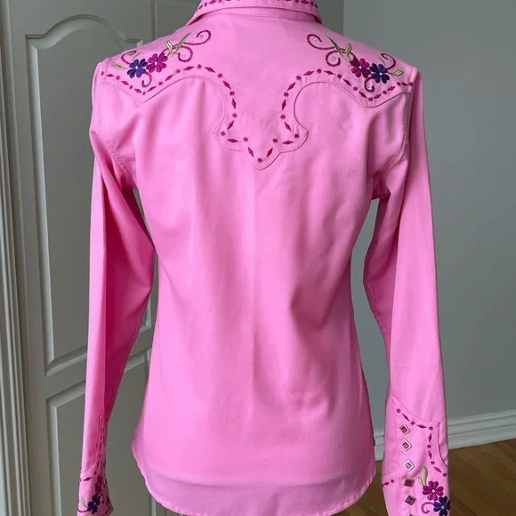 Panhandle Slim Embroidered rhinestones snap front western shirt rodeo barbie S - Picture 14 of 16